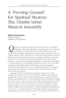 A ‘Proving Ground’for spiritual mystery - The Chishti Sabiri Musical assembly